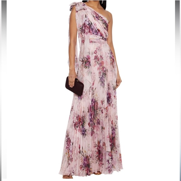 sachin and babi light blue dress marchesa notte dress Size 6 Purple Gold Corset One Shoulder Sleeve NWT main image 0